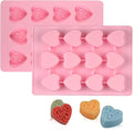 Silicone Heart-Shaped Chocolate Molds - Set of 2 Non-Stick Candy Heart Molds Silicone, for Baking, Candy, Gummy, Food Grade - Pink