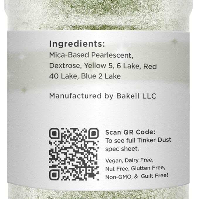 Tinker Dust - Soft Olive Green (45g 1x Shaker Jar) | Edible Glitter for Cakes, Cupcakes, Cake Pops, Drinks, Desserts by Bakell