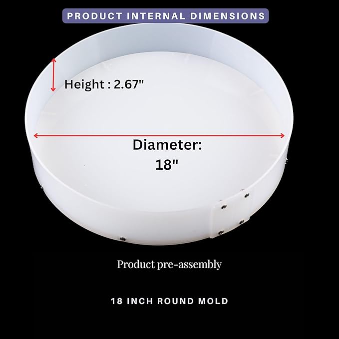 Resin Mold Large Round Deep -Kalinta 18inch Reusable Epoxy Round Molds for Resin Clock, Serving Tray Board, End Table，Floral Preservation Bouquet