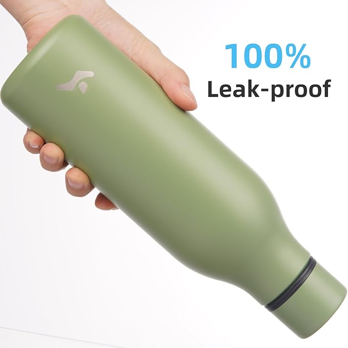 Insulated Water Bottle with Strap,18 oz Double Wall Stainless Steel Vacuum Bottles Metal Water Flask,Forest Green