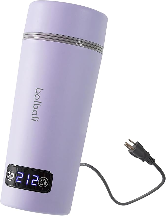 balbali Dual Voltage Travel Kettle 100-250V - 12oz Portable Water Boiler/Warmer/Heater for Boiling Water - 4 Preset Temperature Control Portable Tea Kettle Electric Travel - Purple