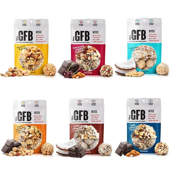 The GFB Variety Pack Protein Bites - Gluten Free, Plant Based, Non GMO, Sustainably Made – Ridiculously Tasty, Healthy, Vegan, Protein Energy Balls, 4 oz (6 Count)