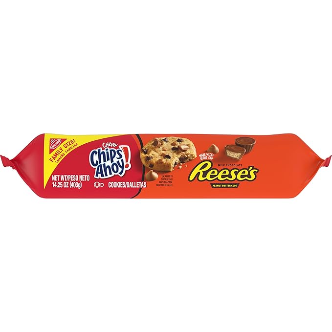NABISCO CHIPS AHOY! Peanut Butter Cup Chocolate Cookies, Family Size, 14.25 Ounce (Pack of 1)