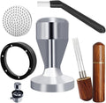 51mm Espresso Tamper Set, 5PCS Coffee Tamper Kit with WDT Tool, Coffee Stirrer, Dosing Funnel, Puck Screen 51mm Espresso Accessories Tampers Kit (Silver)