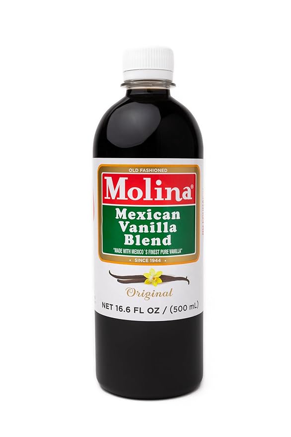 Vanilla Molina - Mexican Vanilla Blend with Pure Vanilla Extract - 2 Pack (16.6 Fl Oz Bottles) - 33.86 Fl Oz Total, Natural Flavoring for Baking, Drinks and Desserts