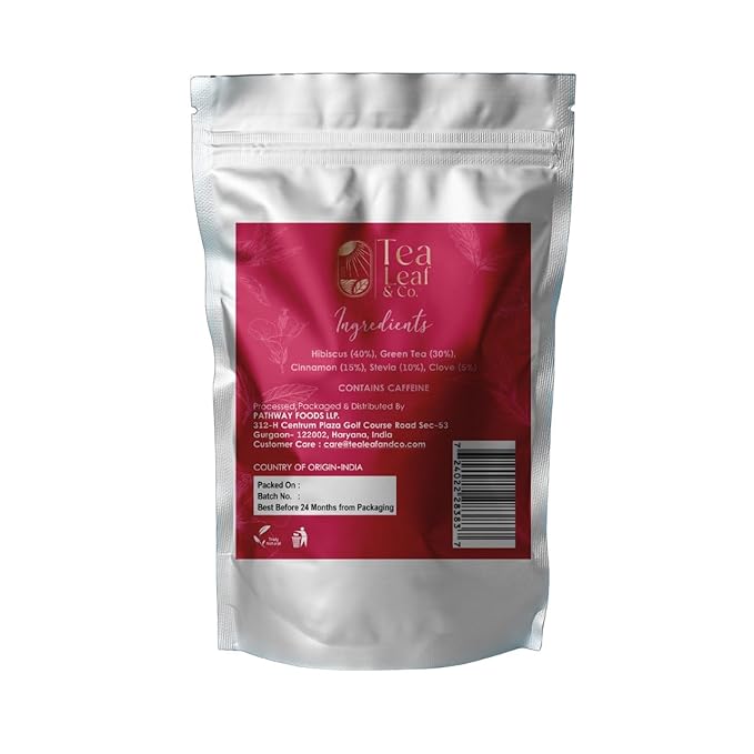 Sweet Hibiscus Cinnamon Green Tea Bags (50 Count), Caffeinated, Real and Natural, Blended with Fresh Herbs and Spices, Gluten Free