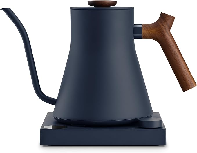 Fellow Stagg EKG Pro Electric Gooseneck Kettle - Pour-Over Coffee and Tea, Quick Heating, Precise Temperature Control, Scheduling, Built-in Brew Timer, Stone Blue with Walnut Wood Handle, 0.9 Liter