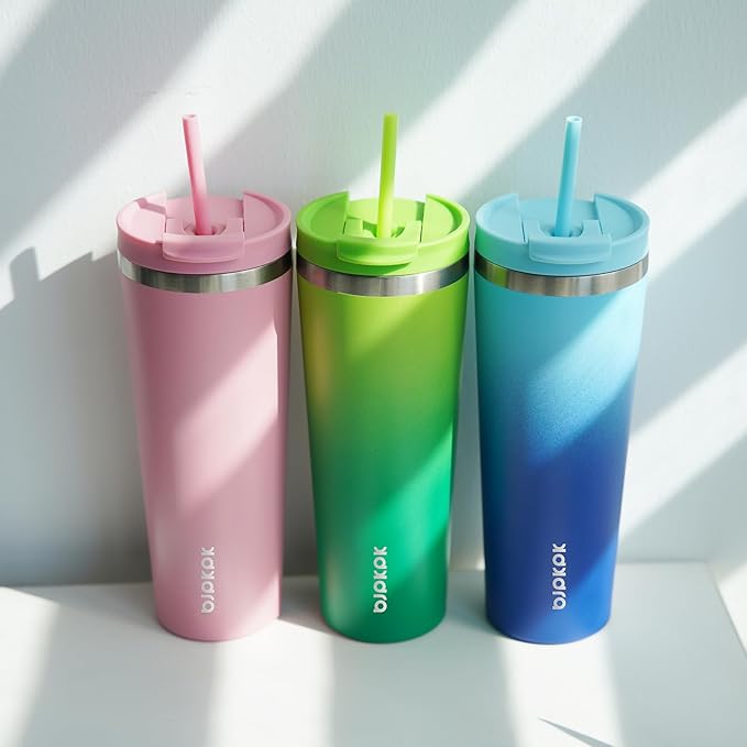 BJPKPK 26oz Tumbler With lid And Straw Stainless Steel Travel Coffee Mug Insulated Tumblers Cups,Bamboo Grove