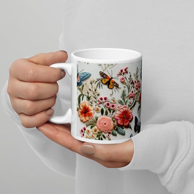 11 OZ Novelty Coffee Mugs - Christmas Gift (Butterfly Flower)