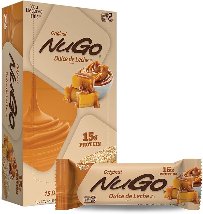 NuGo Protein Bar, Dulce De Leche, 15g Protein, Gluten Free, 15 Count