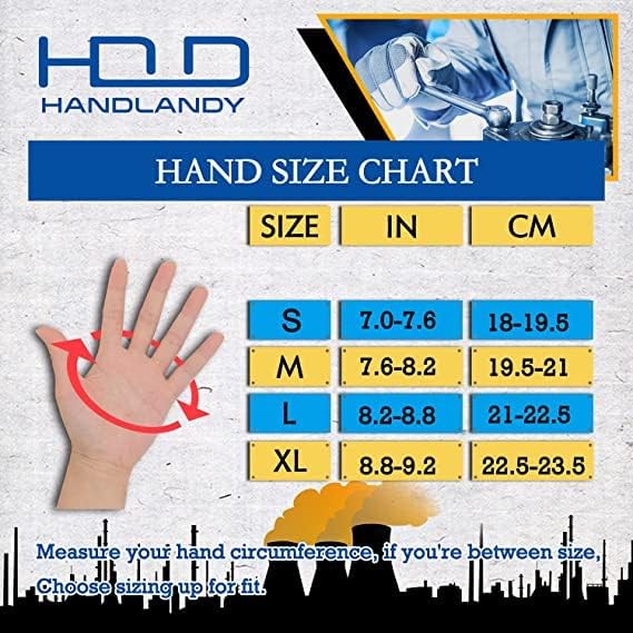 HANDLANDY Mens Work Gloves Touch screen, Utility Mechanic Gloves, Flexible Breathable Fit- Padded Knuckles & Palm