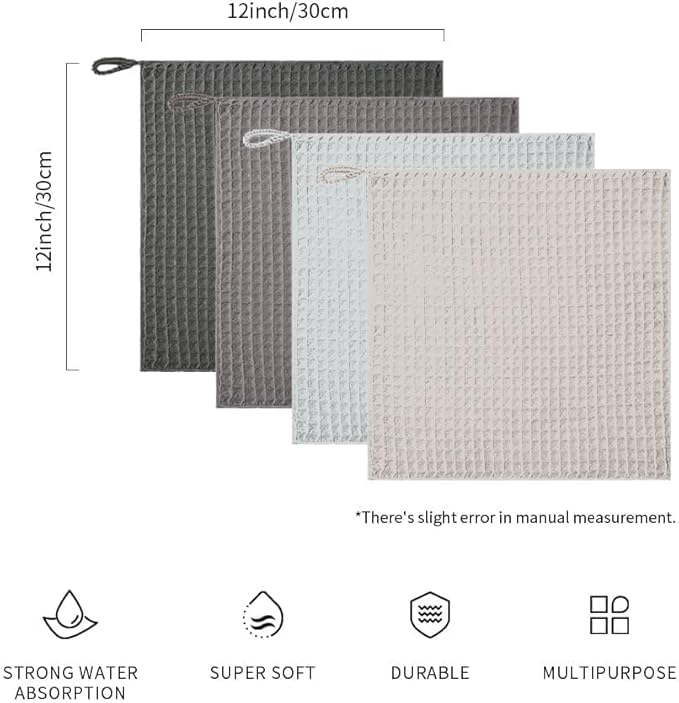 watchget Barista Microfiber Cloths - 4 Pack (12"x12") Professional Cleaning Towels for Espresso Machines, Steam Wands & Countertops Essential Coffee Bar Accessories