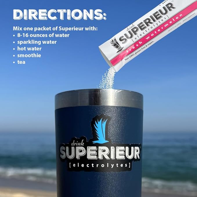 Superieur Electrolyte Powder Packets - Vegan Electrolyte Hydration Powder w/Sea Minerals - Keto Friendly, Non-GMO, Zero Sugar Electrolyte Supplement-Healthy Sports Drink -Sampler Pack (20 Packets)