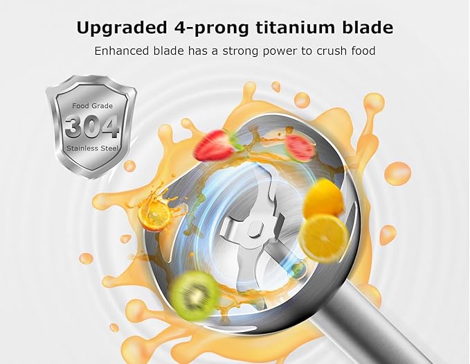 Bonsenkitchen Hand Blender, Immersion Blender with 2 Mixing Speed, Portable Electric Handheld Stick Mixer with Stainless Steel Blades for Soup, Smoothie, Puree, Baby Food, Red