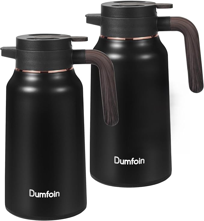 Carafes for Hot Liquids 70 oz - 12 Hour Stainless Steel Thermal Coffee Carafe-Insulated Coffee Carafes For Keeping Hot/Cold Coffee, Tea, Water, Drink Dispenser for Parties(2 Black)