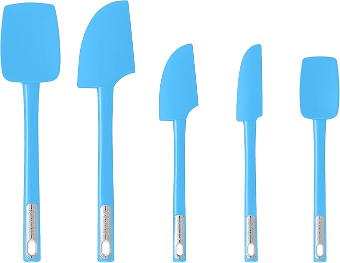 Premium Silicone Spatula Set, JXWING Flexible Heat Resistant Non-slip Handle Baking Cooking Rubber Spatulas, Blue