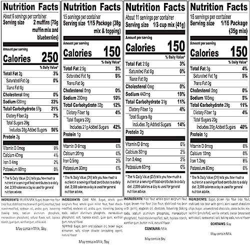 Krusteaz Gluten Free Mix Variety Pack: Blueberry Muffin, Cinnamon Crumb Cake, Double Chocolate Brownie and Pancake Mix (Bundle of 4)