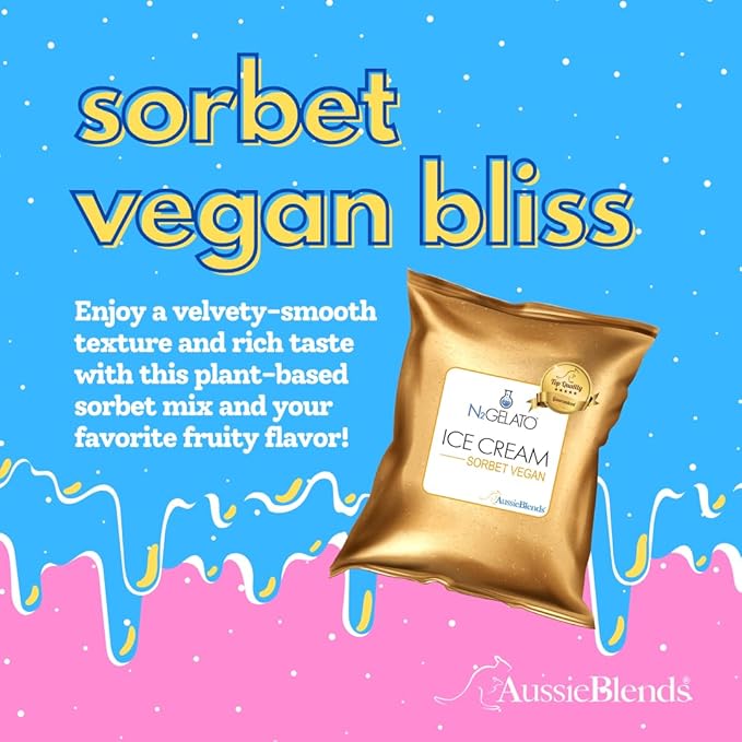 AussieBlends Sorbet Mix, Vegan Dairy Free Ice Cream Mix for Sorbet Maker | Soft Serve, Rolled Ice Cream, Gelato, Liquid Nitrogen Ice Cream, and Scooped Ice Cream Base | 1-Pack, Imported