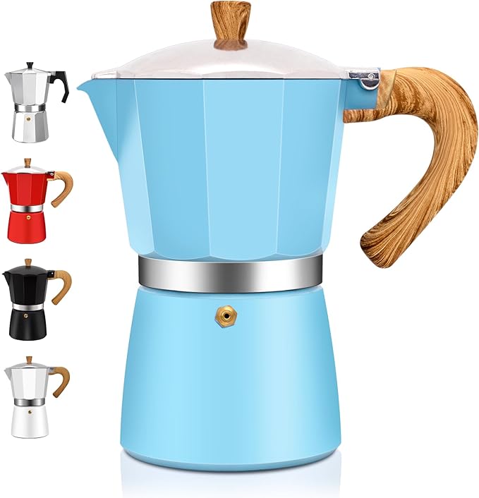 9 Cup Aluminum Espresso Stovetop Moka Pot Express Coffee Maker Percolator Italian Classic Mocha Coffee Machine for Italian and Cuban Cafe Brewing for Home & Camping 450ml 15oz