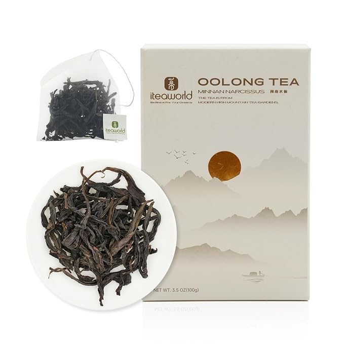iTeaworld Minnan Narcissus Oolong Tea - Oolong tea loose leaf Chinese Tea, Long-Lasting Aftertaste Oolong Tea Whole Tea leaves for Health with 20 Empty Tea Bags, 3.5OZ