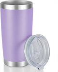 20 oz Tumbler Stainless Steel Tumblers with Lid Double Wall Vacuum Insulated Coffee Mug 20oz Powder Coated Cup for Hot and Cold Drinks, Purple, 1 pack