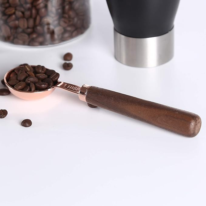 KKC HOME ACCENTS Coffee Scoop for Ground Coffee 1 Tablespoon,Tea Scoop for Loose Tea,Wood Long Handle Coffee Bean Scoop, Long Handle Coffee Measuring Spoon,Gold,1 tbsp,6.7 inch