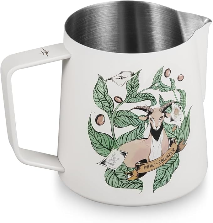 MHW-3BOMBER Espresso Steaming Pitcher Milk Frothing Pitcher Stainless Steel Milk Coffee Cappuccino Latte Art Barista Cup (Origin White, 20 Ounces) P5544