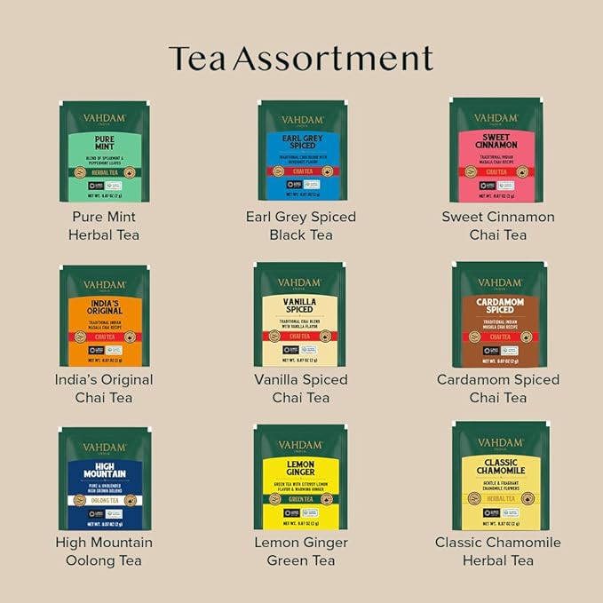 VAHDAM, Limited Edition - Hanukkah Tea Gift Basket | 9 Delicious Variety Pyramid Tea Bags | Perfect Hanukkah Gift for Friends and Family