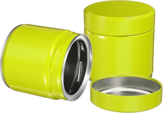 uxcell 2Pcs Round Tea Canisters, 4" x 4" Airtight Metal Tea Containers for Loose Tea, Coffee Beans, Spices - Durable, Compact, and Stylish Storage Tea Tin (Green)