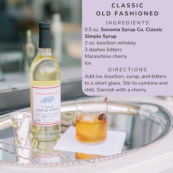 Sonoma Syrup Co. Classic Simple Syrup 25.4 fl oz | for Coffee, Cocktails, and Cooking | Hand Crafted in the USA