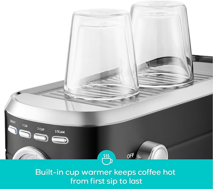 CASABREWS CM5418 Espresso Machine 20 Bar, Stainless Steel Espresso Maker with Milk Frother Steam Wand, Compact Cappuccino Machine for Home, Espresso Coffee Machine with Removable Water Tank, Black