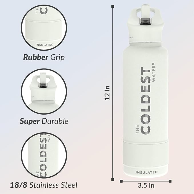 Coldest Insulated Water Bottle with Straw Lid - Stainless Steel Metal Insulated Bottle for Men & Women (Margarita, 40 oz)