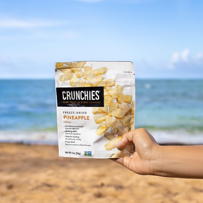 Crunchies Freeze-Dried Fruits, 100% All Natural Crispy Fruit, Non GMO and Kosher, Resealable Freeze Dried Fruit Snack Packs, Pack of 6 (Pineapple)