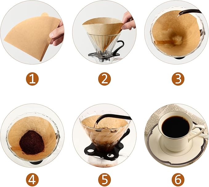 Coffee Filters, Cone Coffee Filters Size 02, 1-4 Cups, 200 Count, 2 Cone Filter for Pour Over and Drip Coffee Maker, Natural Brown Unbleached