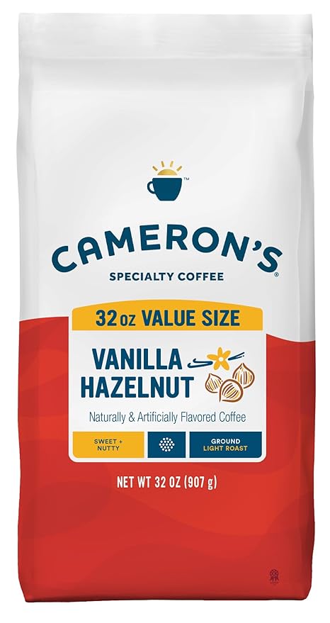 Cameron's Coffee Roasted Ground Coffee Bag, Flavored, Vanilla Hazelnut, 32 Ounce