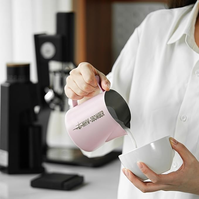 MHW-3BOMBER Milk Frothing Pitcher 600ml/20oz Espresso Steaming Pitcher Stainless Steel Frothing Cup Capuccino Latte Art Pitcher, Pink P5018-OS