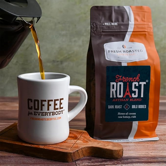 Fresh Roasted Coffee, French Roast, 12 oz, Dark, Kosher, Whole Bean