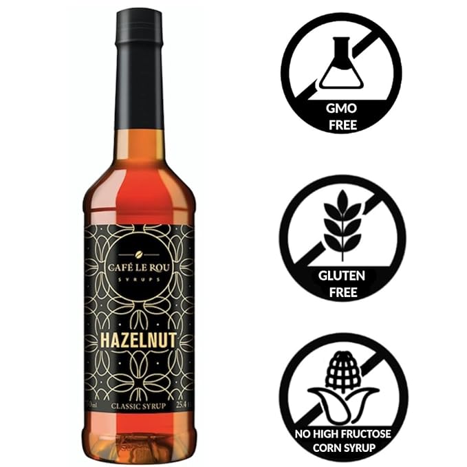 "NEW" Café Le Rou Hazelnut Classic Syrup - 25.4 oz, 1 Pack with 1 Gold Pump Dispensers 25.4 Fl Oz (Pack of 1)