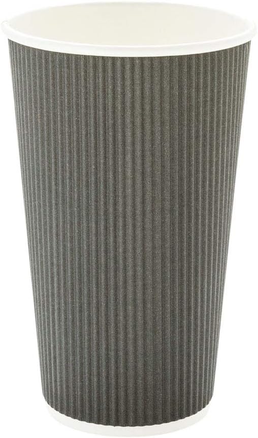 Restaurantware 16 Ounce Ripple Wall Disposable Coffee Cups, 500 Insulated Gray Paper Tumblers with Rolled Rim Design, Lids Sold Separately for Hot Drinks like Tea, Hot Chocolate and More