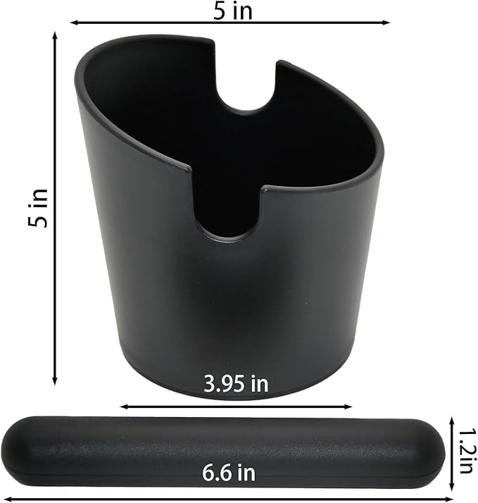 5 inch Coffee Knock Box Espresso Knock Box with a longer detachable Knocking Rod Shock-Absorbent Durable Non-Slip Base Espresso Machine Accessories Espresso Dump Bin for Home/Office