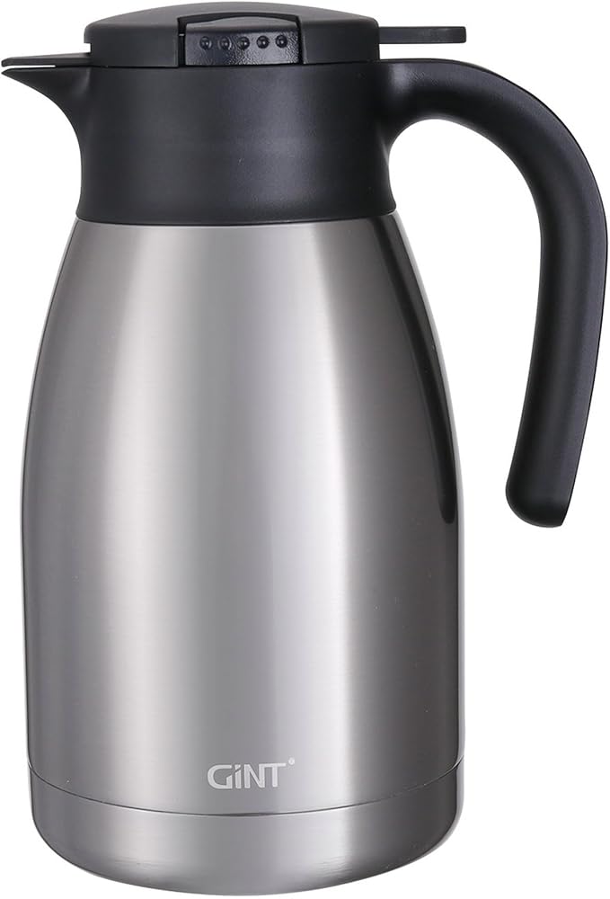 GiNT 51Oz Stainless Steel Thermal Coffee Carafe with Lid/Double Walled Vacuum Thermal Carafe / 12 Hour Heat Retention (Silver, 1.5L)