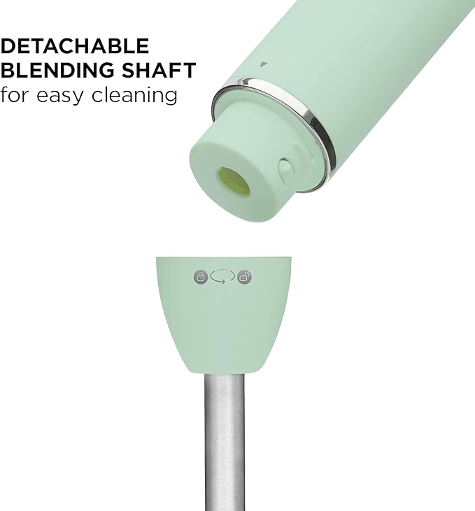 Chefman Immersion Stick Hand Blender with Stainless Steel Blades, Powerful Electric Ice Crushing 2-Speed Control Handheld Food Mixer, Purees, Smoothies, Shakes, Sauces & Soups, Sage