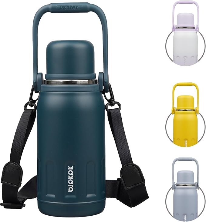 BJPKPK 27oz Insulated Thermos Water Bottle with Lid and Carry Handle Double Wall Stainless Steel Water Bottles,Navy Blue