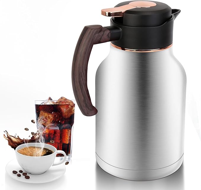 54oz Thermal Coffee Carafe, Stainless Steel Insulated Vacuum Carafe, Carafes for Keeping Hot, for Hot Water, Tea, Cold Drinks (Silver)