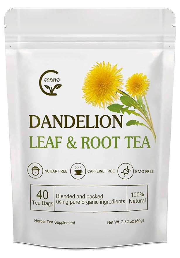 Organic Dandelion Leaf & Root Tea, Supports Kidney Function and Healthy Digestion, Caffeine Free, 40 Tea Bags