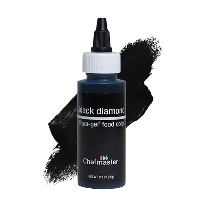 Chefmaster Black Diamond Liqua-Gel® Food Coloring | Vibrant Color | Professional-Grade Dye for Icing, Frosting, Fondant | Baking & Decorating | Fade-Resistant | Easy-to-Use | Made in USA | 2.3 oz