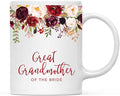 Andaz Press 11oz. Wedding Ceramic Coffee Tea Mug Gift, Fall Autumn Marsala Burgundy Flowers Roses Florals, Great Grandmother of the Bride, 1-Pack, Includes Gift Box