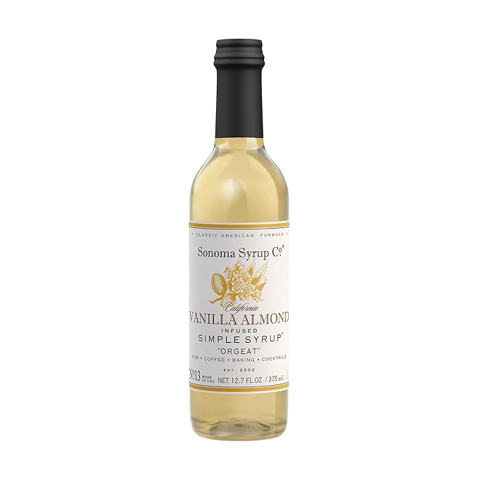 Sonoma Syrup Co. Vanilla Almond Infused Simple Syrup 12.7 fl oz | for Cocktails, Tea, and Baking | Hand Crafted in the USA