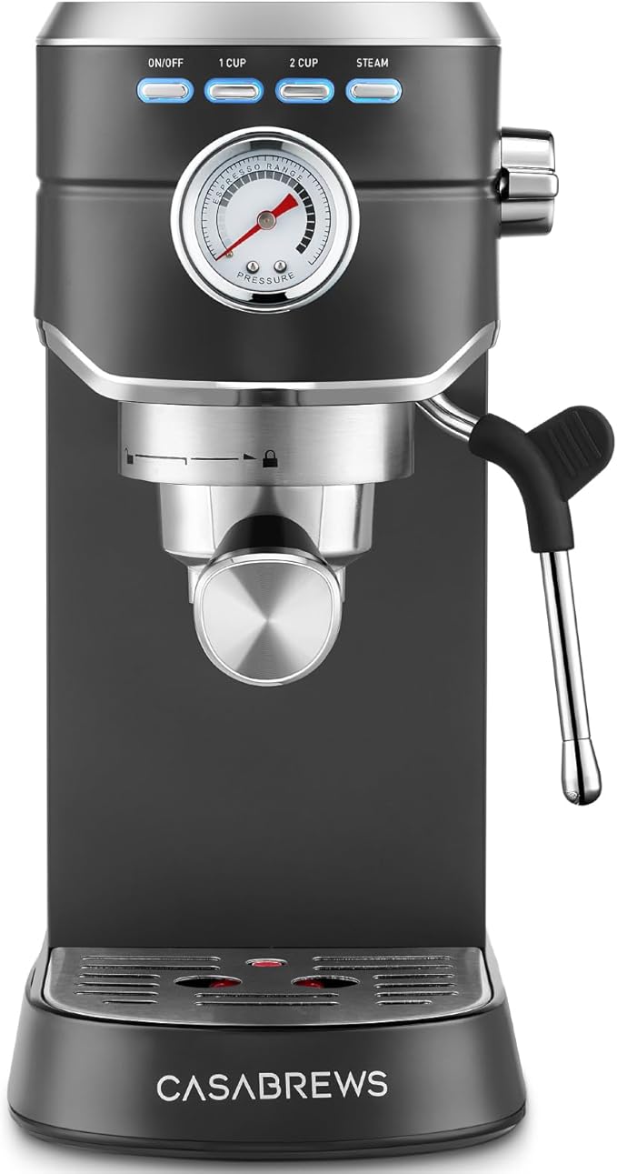 CASABREWS CM5418 Espresso Machine 20 Bar, Stainless Steel Espresso Maker with Milk Frother Steam Wand, Compact Cappuccino Machine for Home, Espresso Coffee Machine with Removable Water Tank, Black