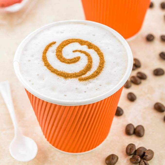 Restaurantware 8 Ounce Double Wall Disposable Coffee Cups, 500 Insulated Orange Paper Cups With Ripple Wall Design, Lids Sold Separately for Hot Beverages like Tea, Hot Chocolate, and More